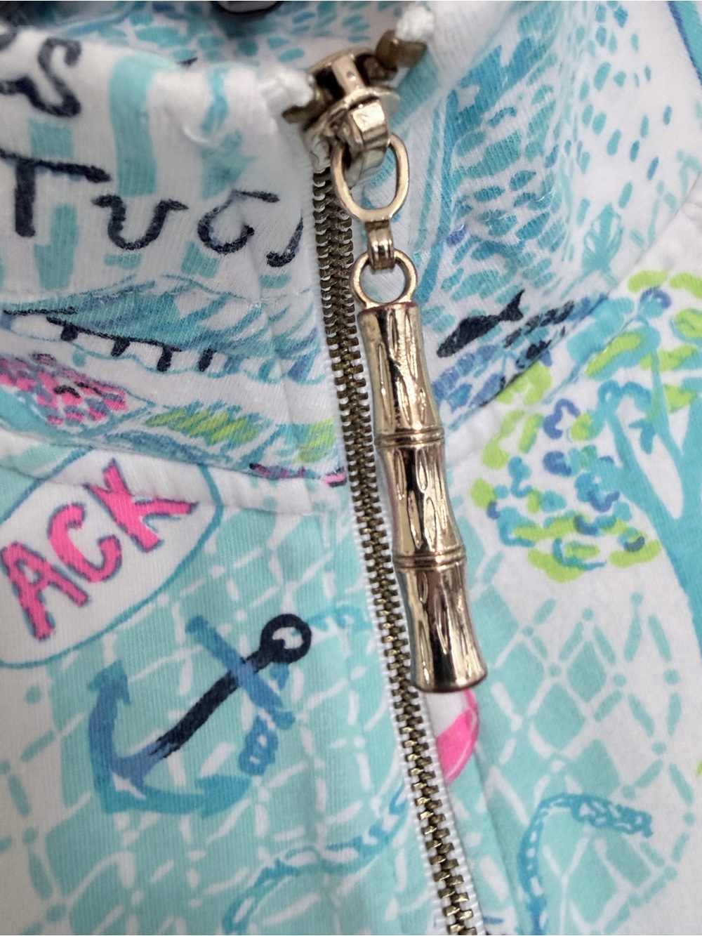 Lilly Pulitzer Nantucket Nautical Print Quarter-Zip Pullover - Picture 3 of 9